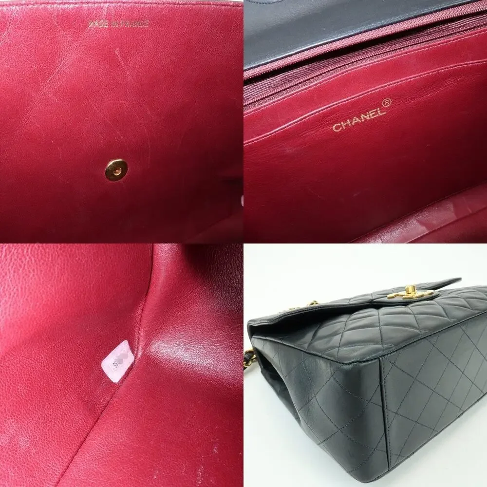Chanel Jumbo Matelasse 34 Lambskin Leather Flap Bag Black